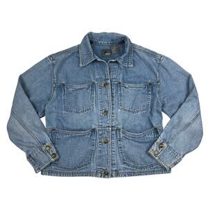 Lizwear Petite Denim Utility Boxy Jacket Workwear Vintage Blue Jean Size Petite